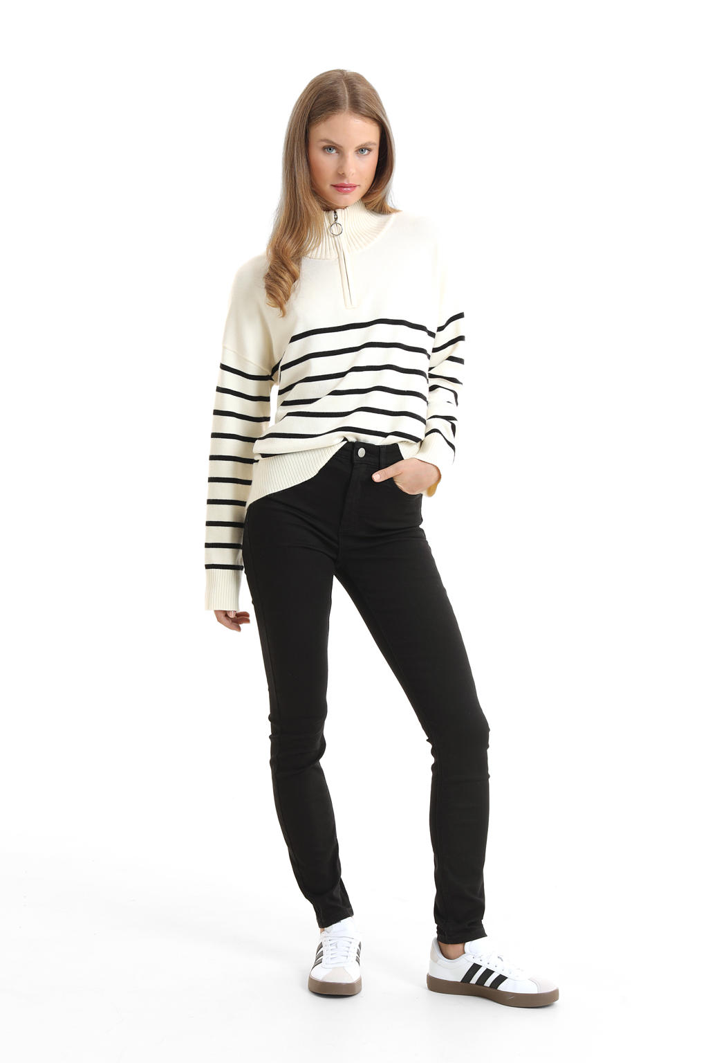 anytime high rise skinny jeans zwart