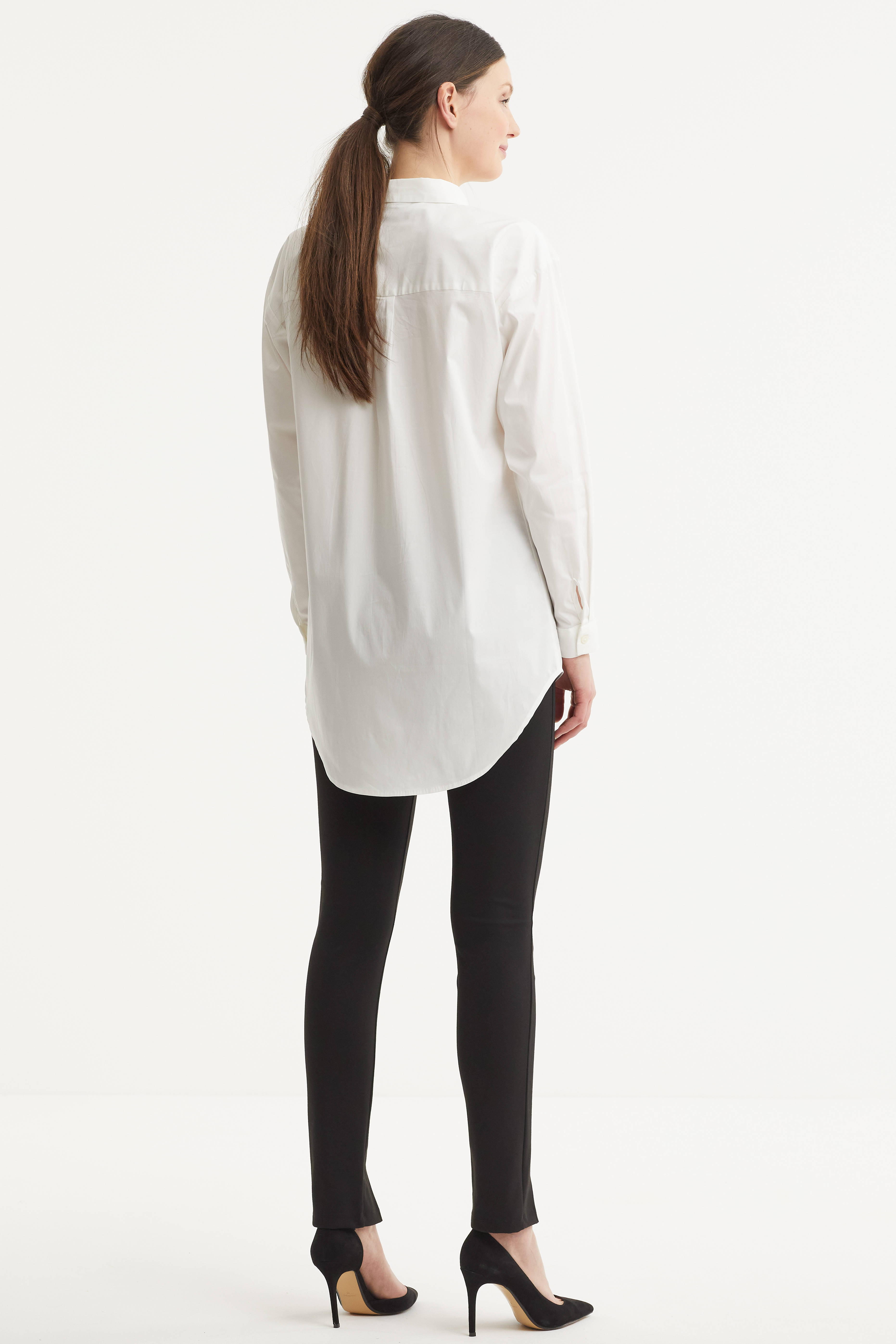 Leren broek met split | Wit - ComeGetFashion