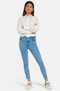 Lichtblauwe dames Shoeby Eksept skinny jeans Lizzy bleached van stretchdenim met regular waist en rits- en knoopsluiting