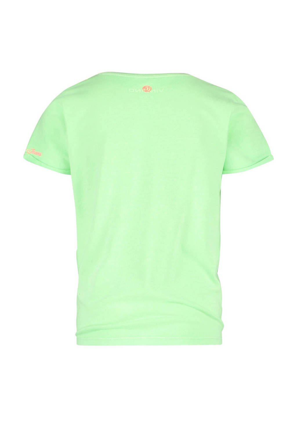Groene meisjes Vingino Essentials T-shirt van duurzaam stretchkatoen met korte mouwen en ronde hals