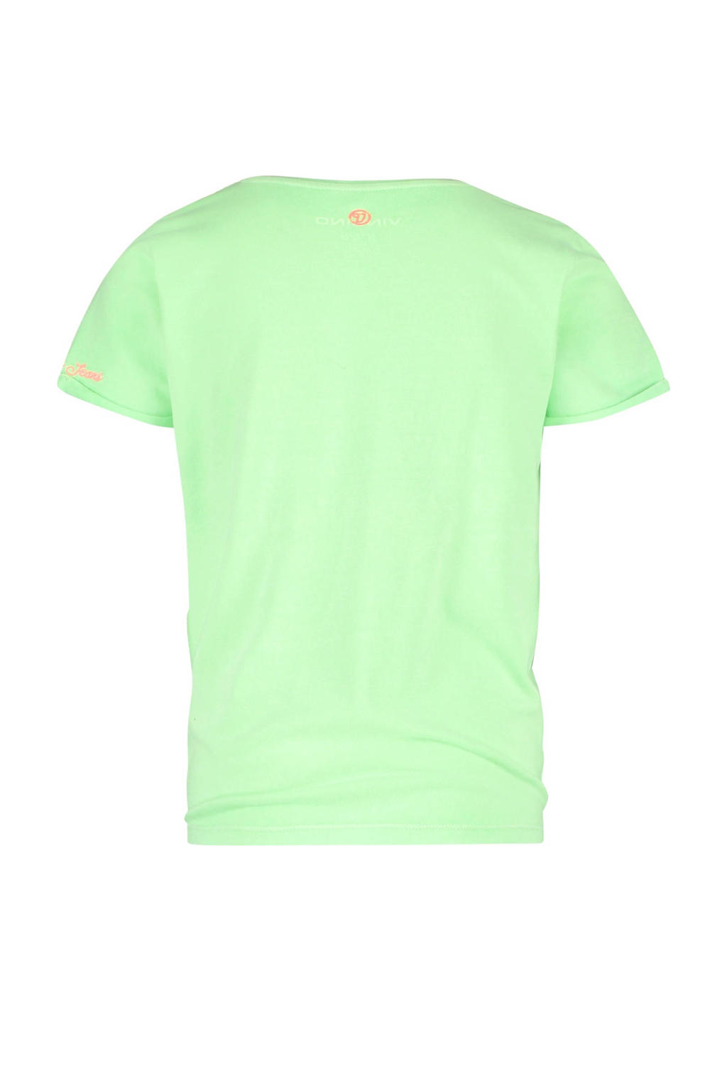 Groene meisjes Vingino Essentials T-shirt van duurzaam stretchkatoen met korte mouwen en ronde hals