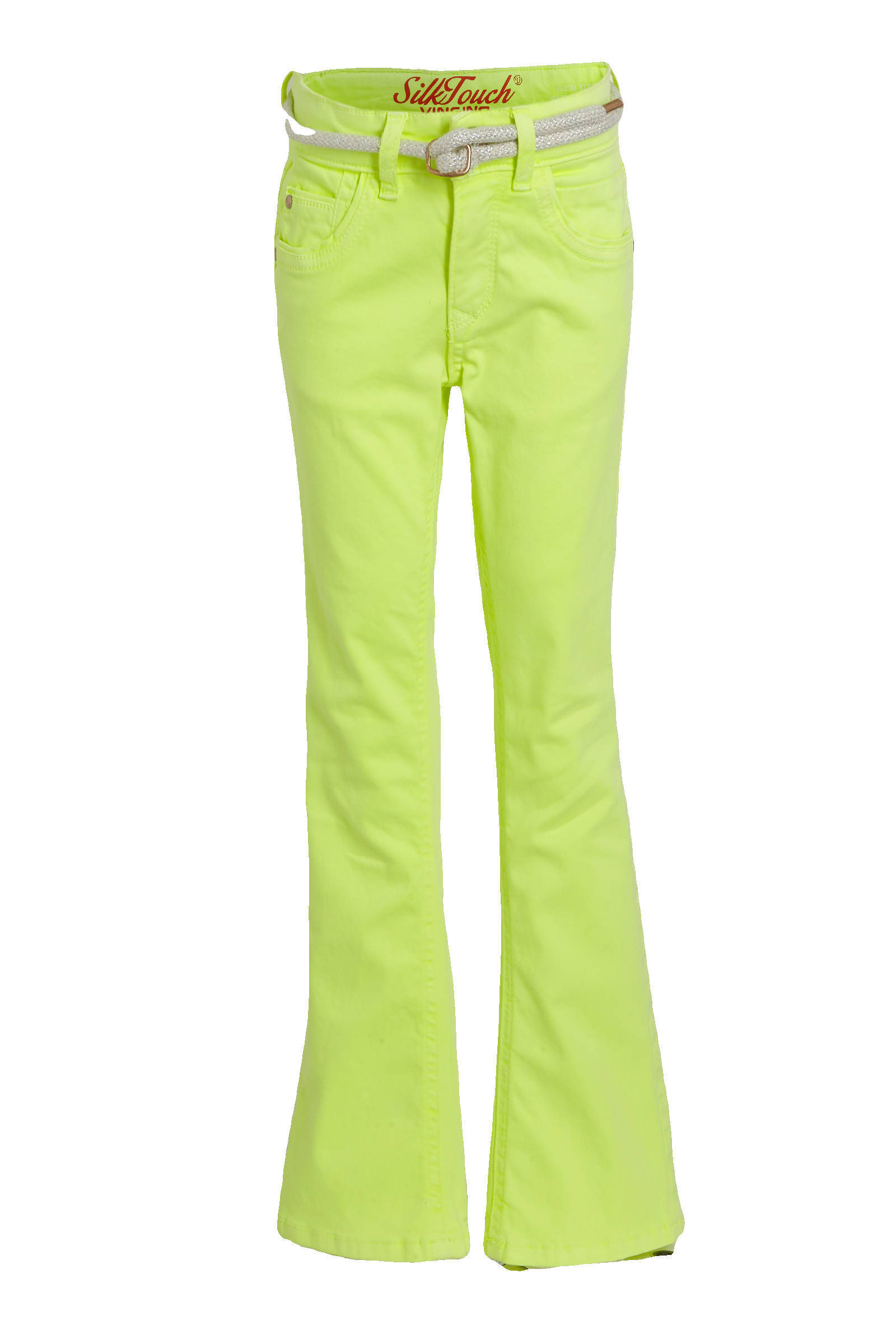 Vingino high waist flared broek Belize Flare neon geel | wehkamp