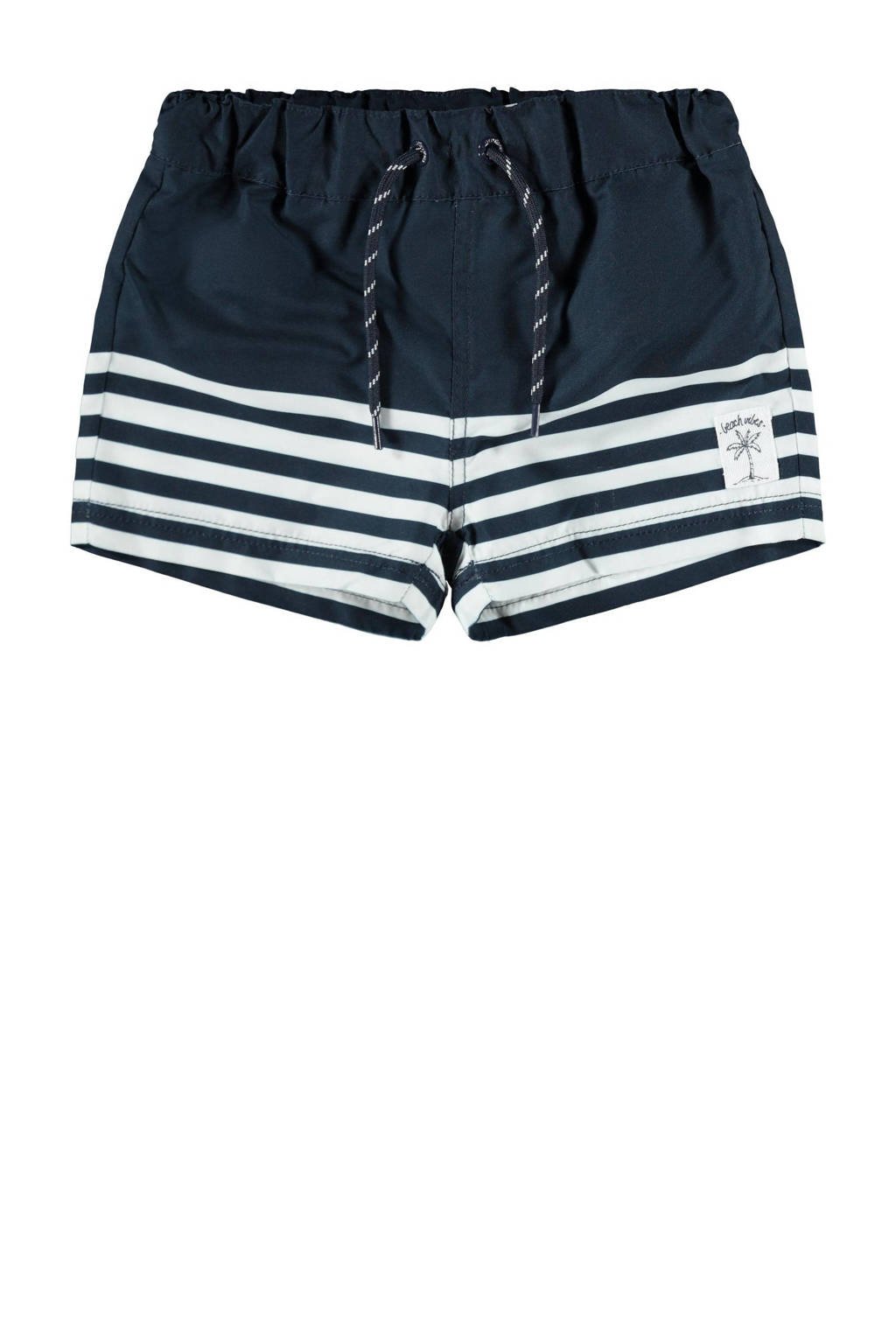 NAME IT MINI zwemshort Zimbal met strepen donkerblauw/wit, Donkerblauw/wit