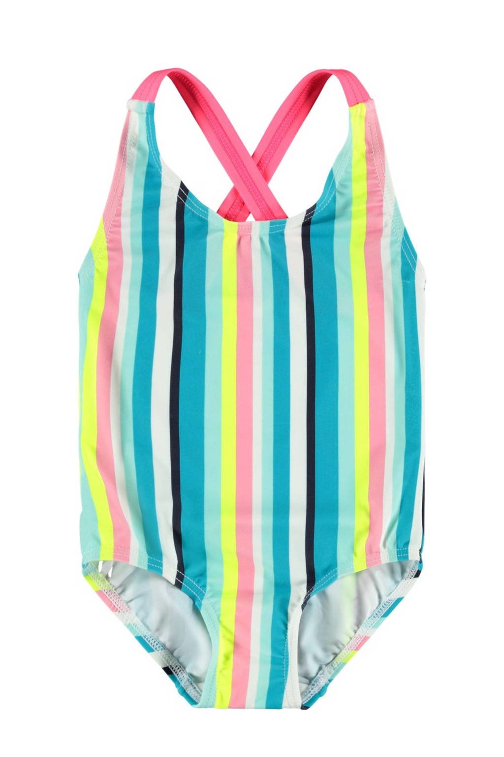 NAME IT MINI gestreept badpak Zamara turquoise/geel/wit, Turquoise/geel/wit