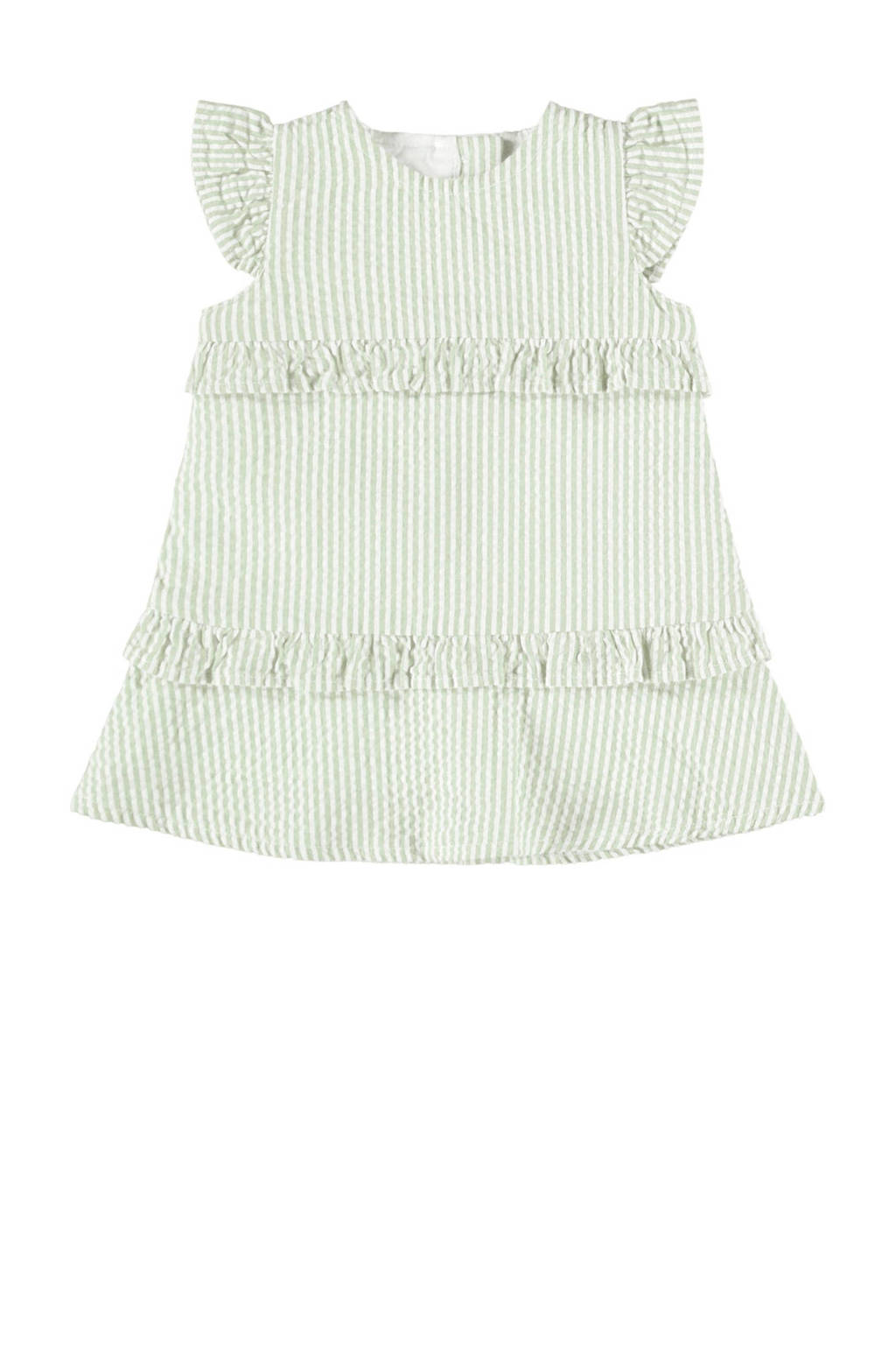 NAME IT BABY gestreepte baby jurk van biologisch katoen lichtgroen/wit, Lichtgroen/wit