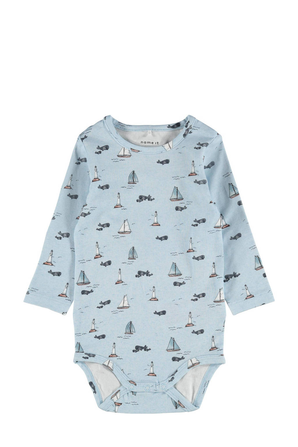 NAME IT BABY romper met all over print lichtblauw, Lichtblauw