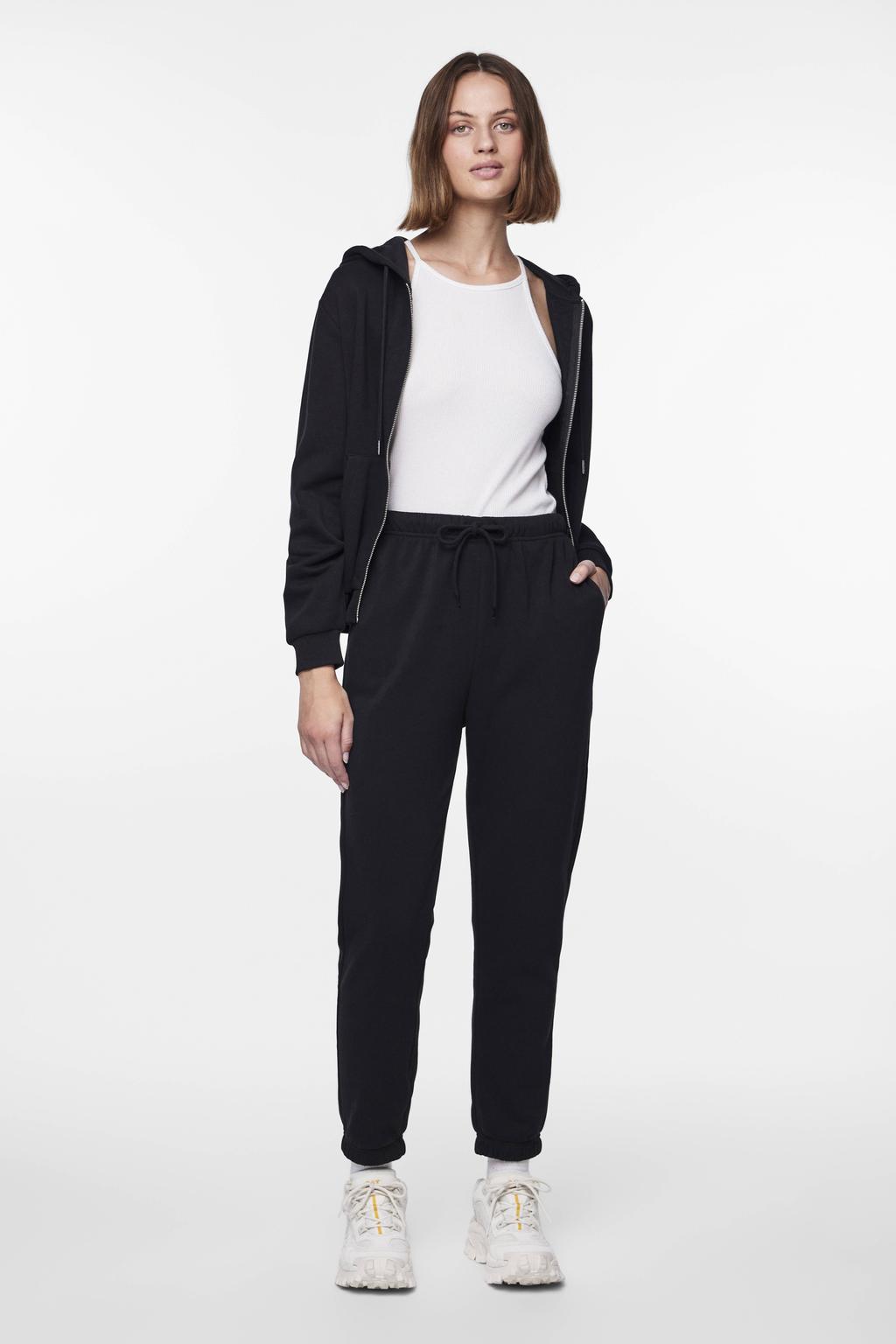 PIECES high waist regular fit sweatpants PCCHILLI zwart