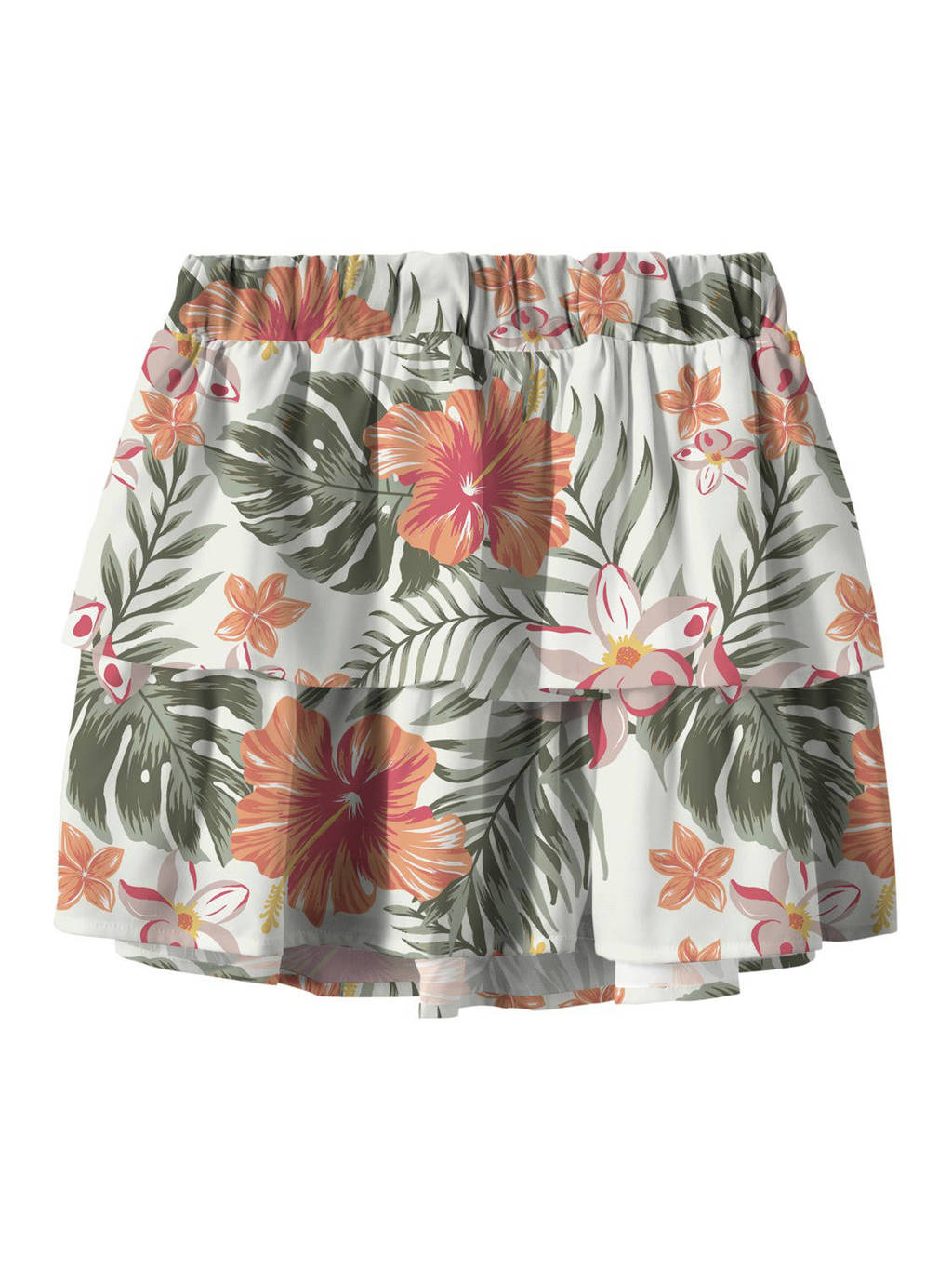 NAME IT KIDS rok Vinaya van gerecycled polyester groen/oranje/ecru, Groen/oranje/ecru