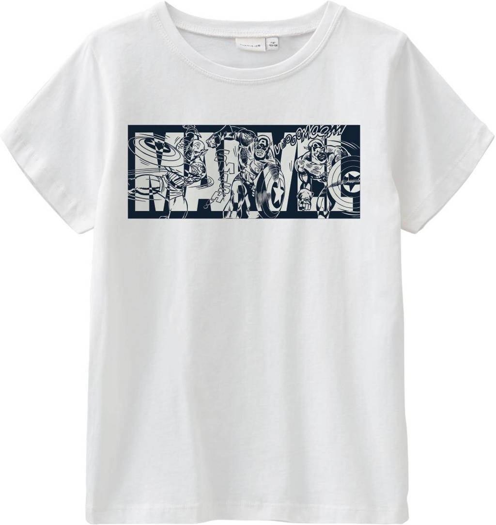 NAME IT KIDS T-shirt Marvel met tekst wit, Wit