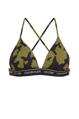 triangel bikinitop met camouflageprint donkergroen/zwart
