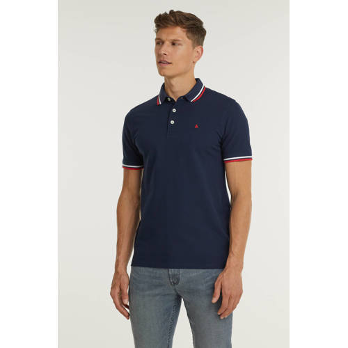 JACK & JONES ESSENTIALS slim fit polo JJEPAULOS van katoen donkerblauw afbeelding