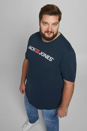 T-shirt JJECORP Plus Size met logo donkerblauw