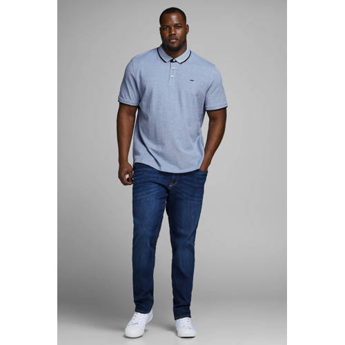 JACK & JONES PLUS SIZE regular fit polo met contrastbies Plus Size lichtblauw afbeelding