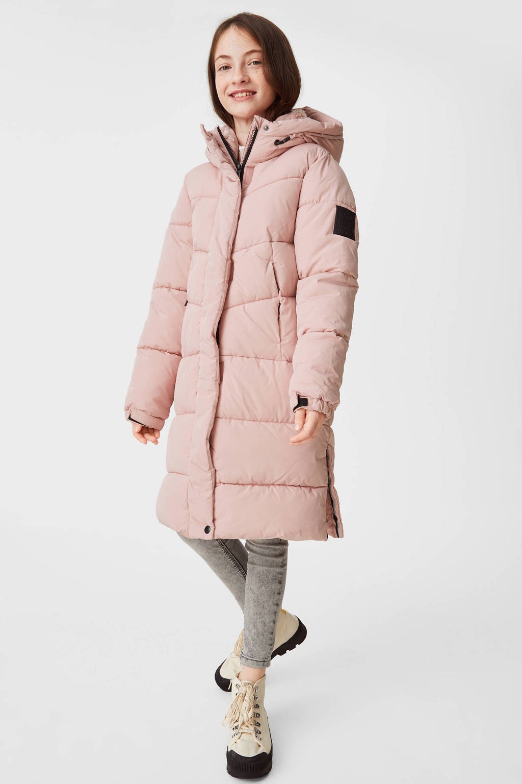 Aankoop Bezem Malen C&A Here & There gewatteerde winterjas roze | wehkamp