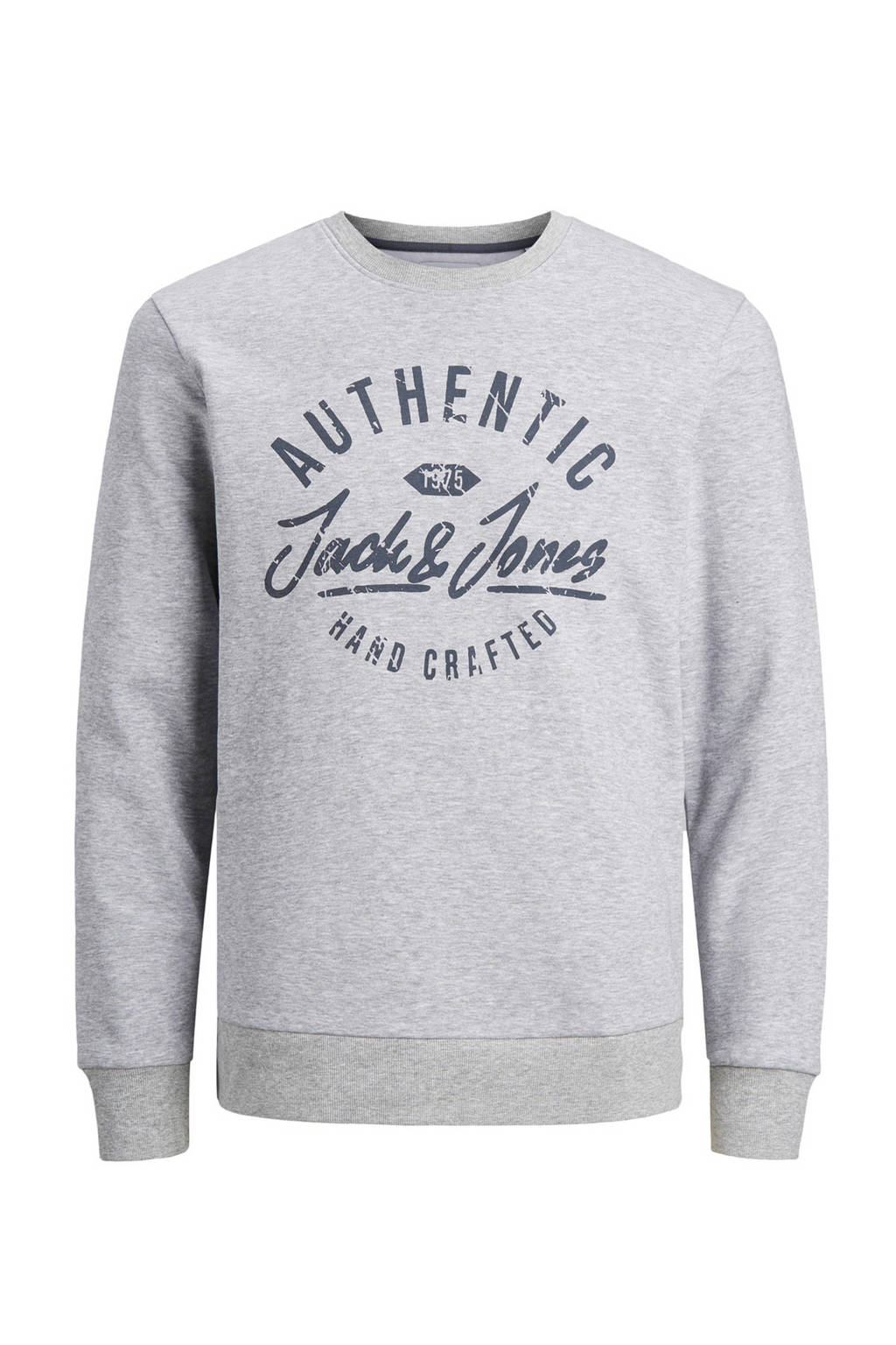 JACK & JONES sweater Hero met logo grijs melange, Grijs melange