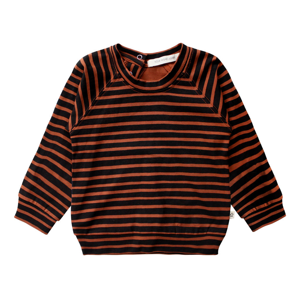 Your Wishes baby gestreepte sweater met biologisch katoen bruin/zwart