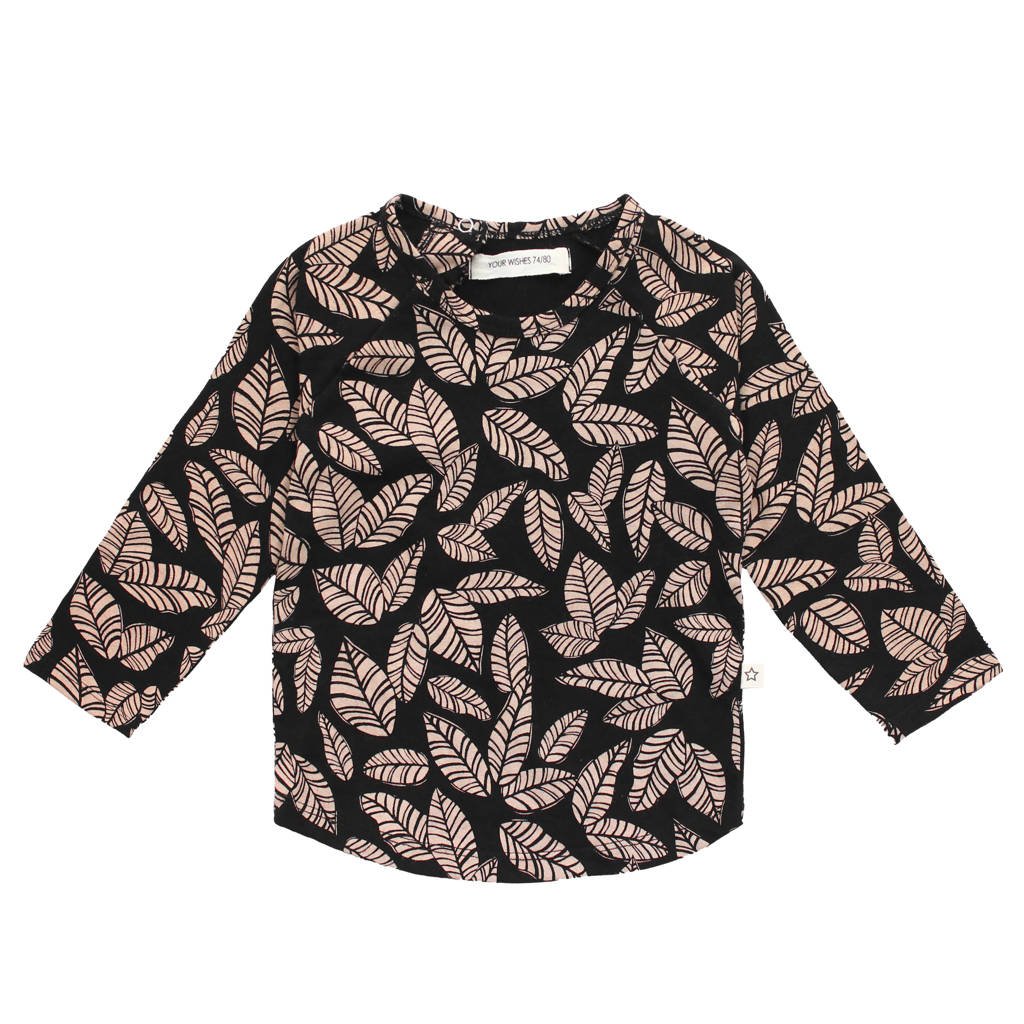 Your Wishes baby longsleeve met biologisch katoen zwart/bruin, Zwart/bruin