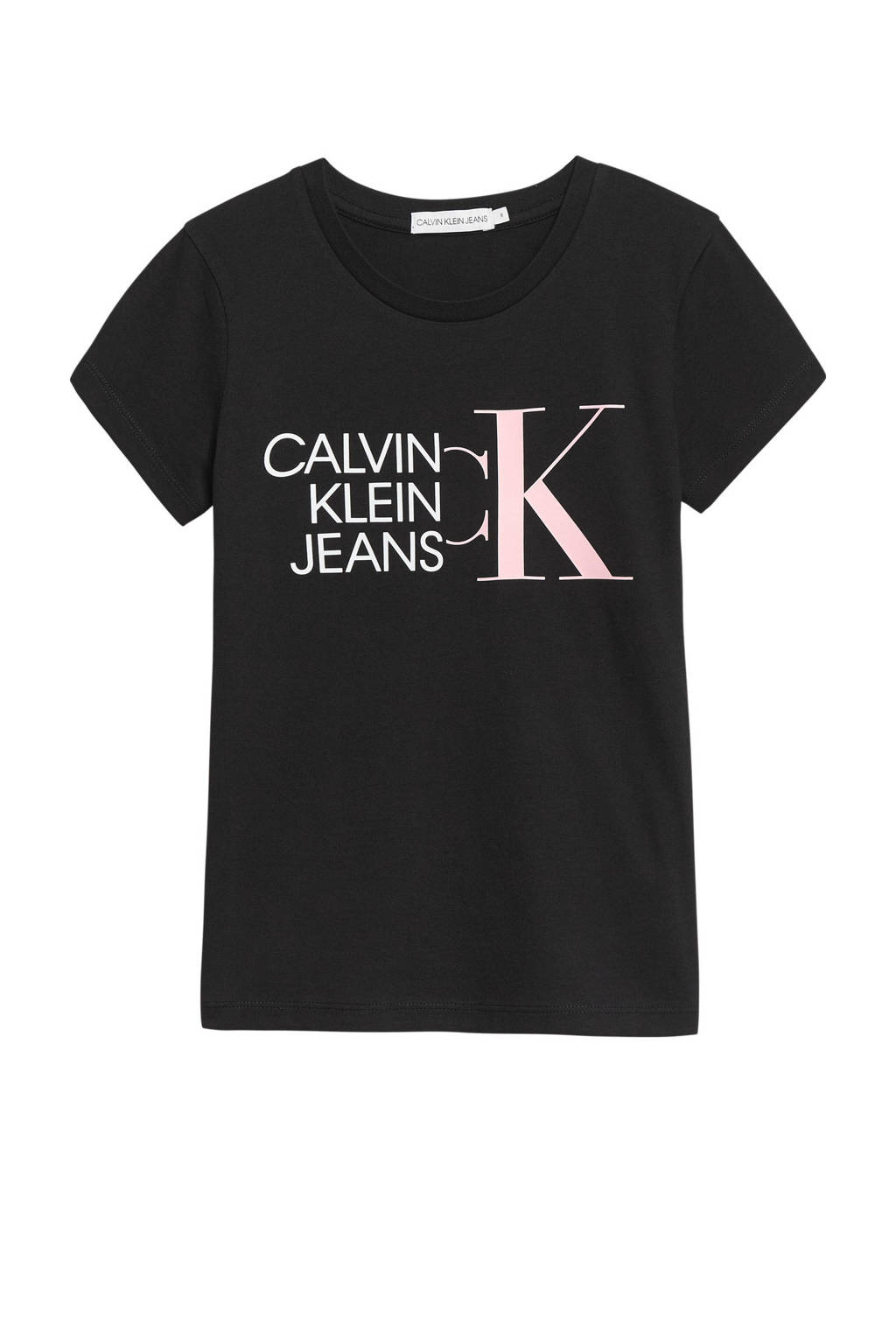 CALVIN KLEIN JEANS T-shirt van biologisch katoen zwart/wit/lichtroze, Zwart/wit/lichtroze