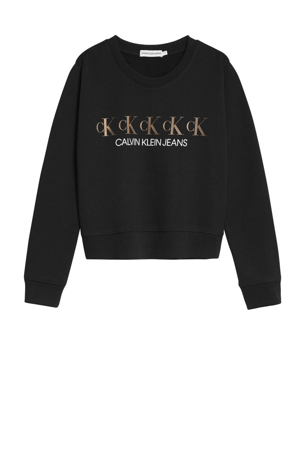 CALVIN KLEIN JEANS sweater met logo zwart/bruin/wit, Zwart/bruin/wit