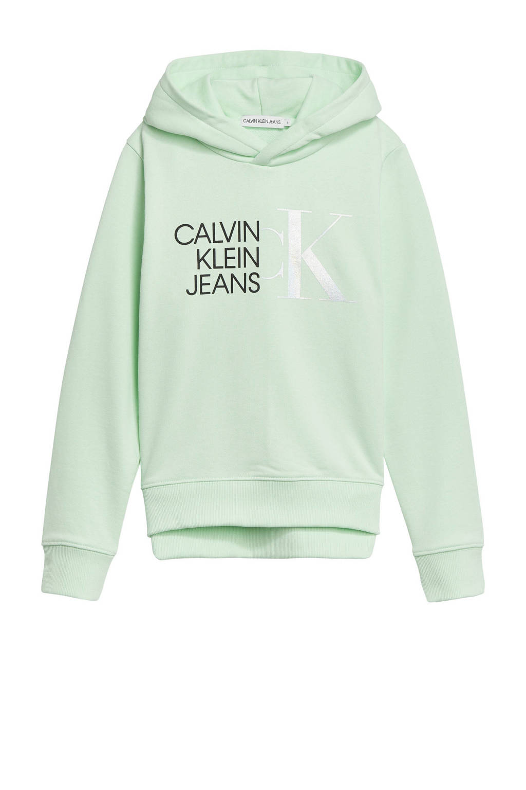 CALVIN KLEIN JEANS hoodie van biologisch katoen lichtgroen/zwart/wit, Lichtgroen/zwart/wit
