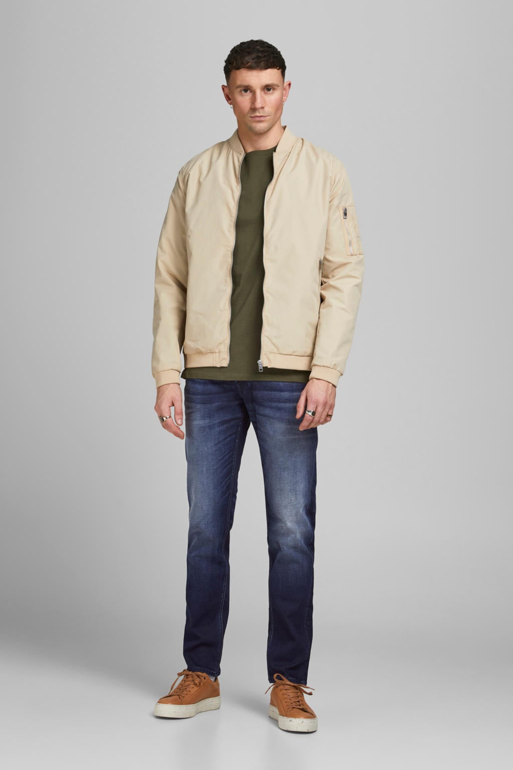 JACK & JONES JEANS INTELLIGENCE tapered fit jeans JJIMIKE JJORIGINAL dark denim