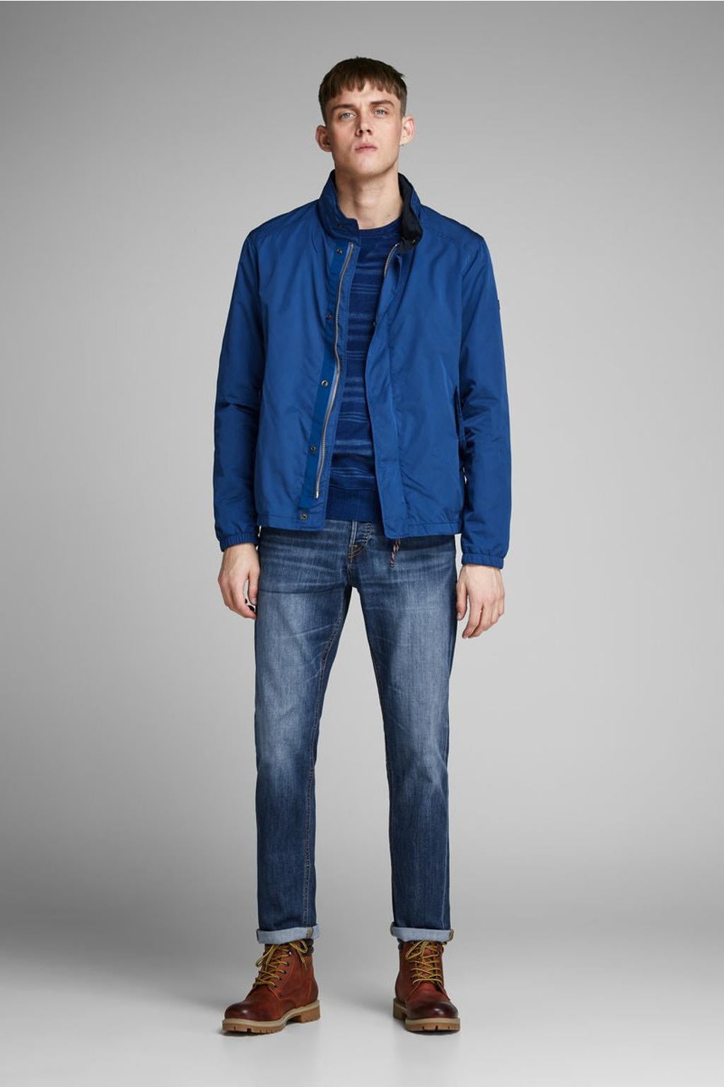 JACK & JONES JEANS INTELLIGENCE tapered fit jeans JJIMIKE JJORIGINAL blue denim