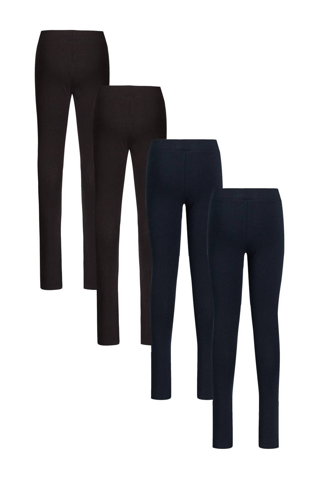 WE Fashion legging - set van 4 donkerblauw/zwart, Donkerblauw/zwart