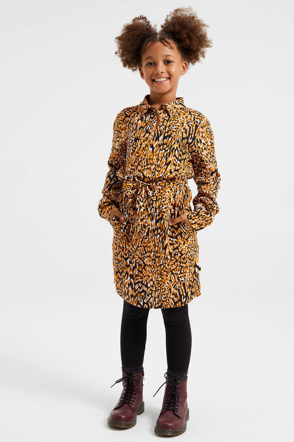 Set van 2 zwarte meisjes WE Fashion legging van stretchkatoen met skinny fit en elastische tailleband