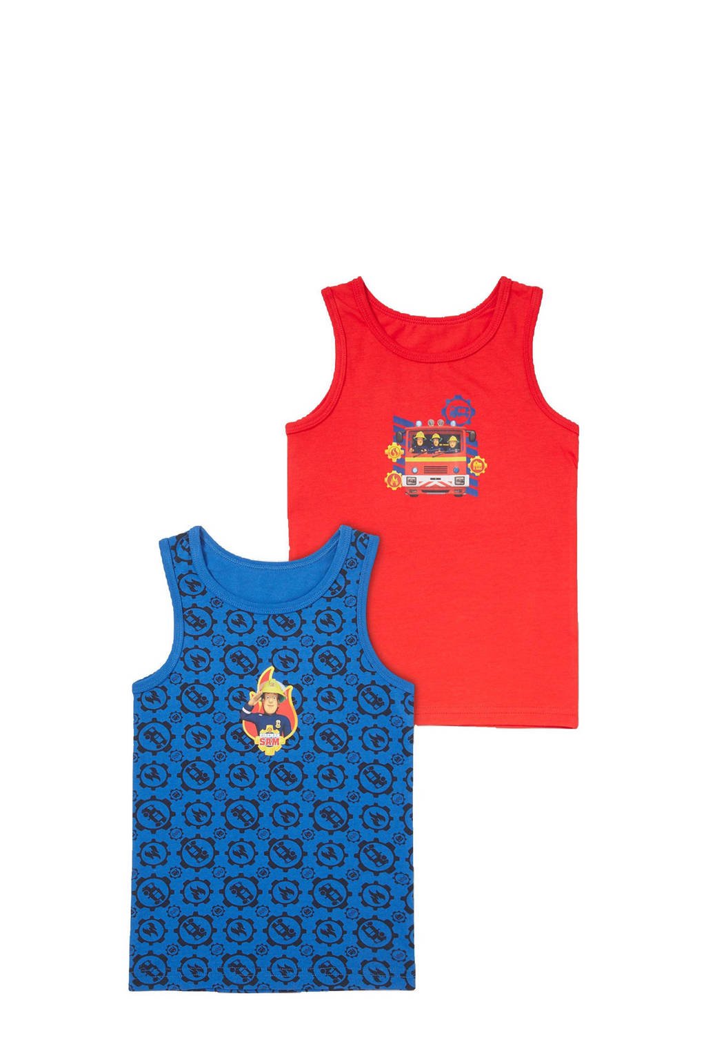 C&A Here & There Brandweerman Sam hemd - set van 2 blauw/rood, Rood/blauw