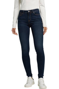 Donkerblauwe dames edc Women high waist skinny jeans van stretchdenim met rits- en knoopsluiting