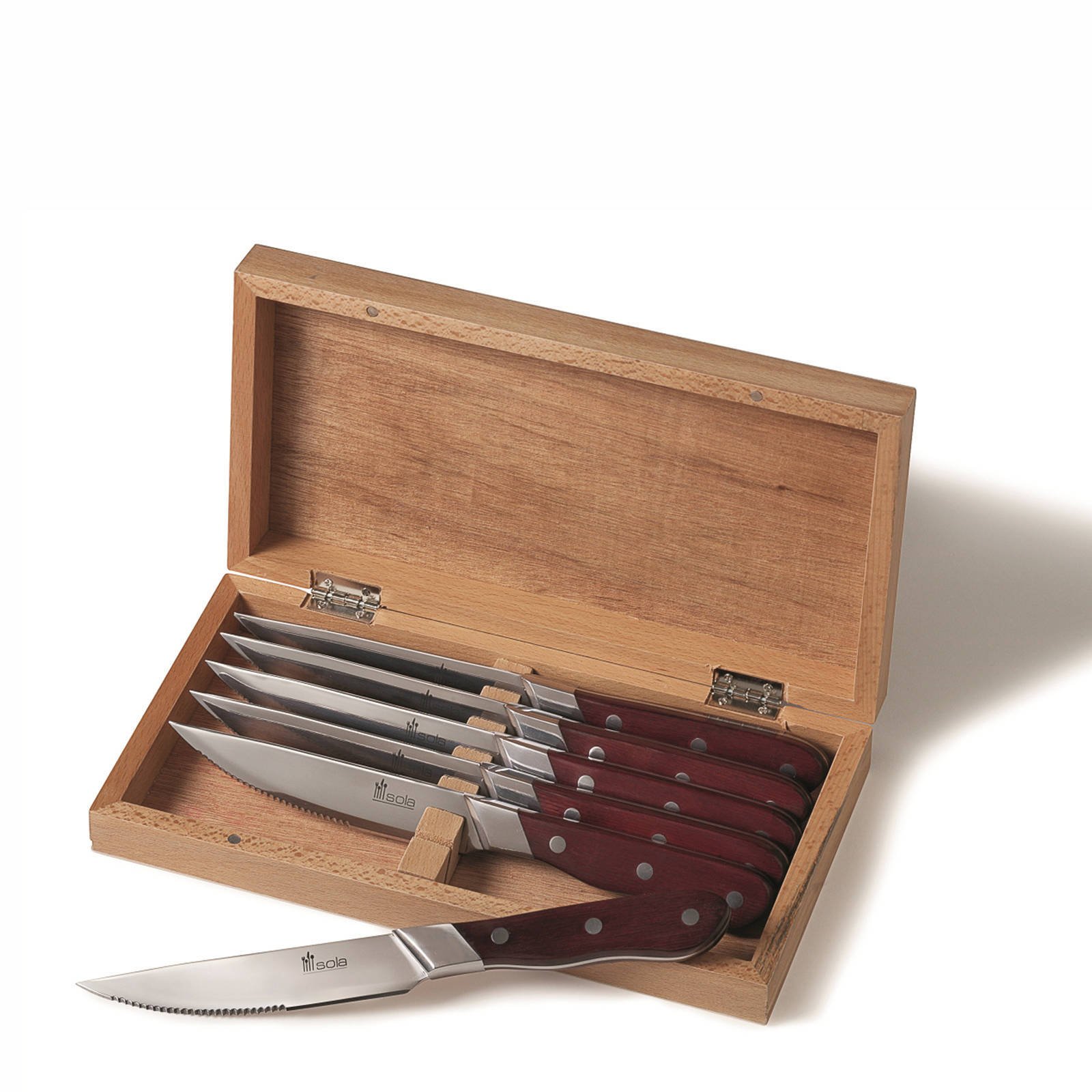 Sola steakmessen (set van 6) in houten box wehkamp