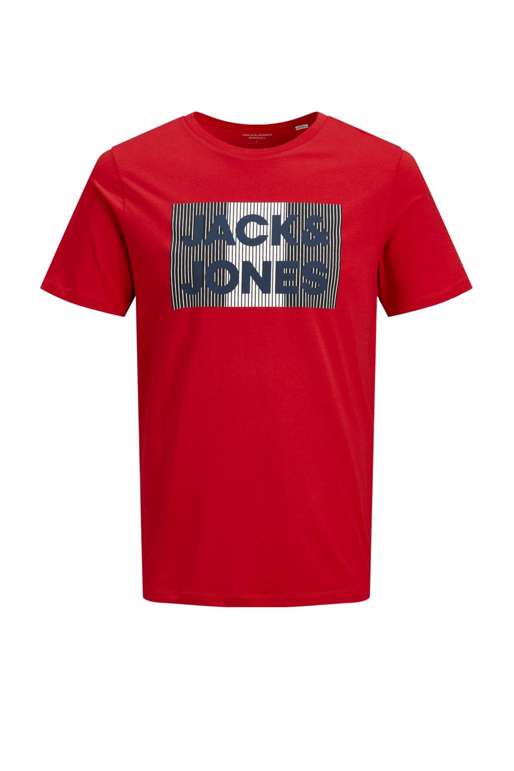 JACK & JONES JUNIOR T-shirt JJECORP met logo rood/blauw, Rood/blauw