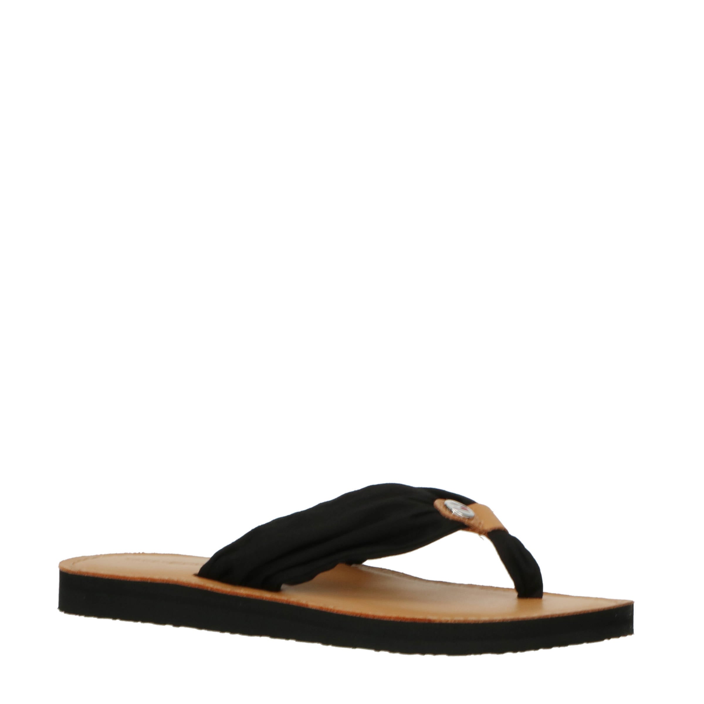 Tommy Hilfiger Leather Footbed Beach Sandal teenslippers donkerblauw |  wehkamp