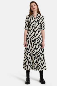 Shoeby Eksept maxi jurk Bobbie met all over print wit/zwart, Wit/zwart