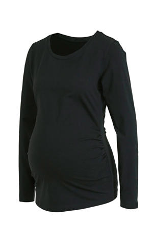 zwangerschapslongsleeve met plooien zwart