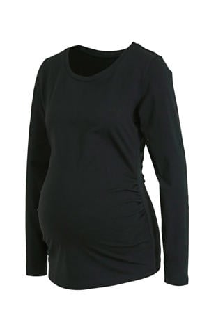 zwangerschapslongsleeve met plooien zwart