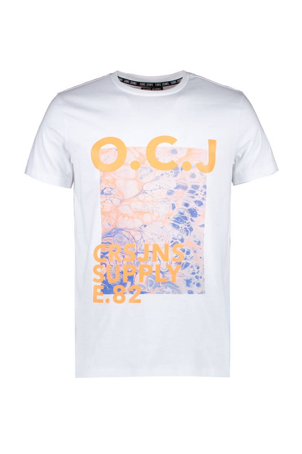 Cars T-shirt Samson van biologisch katoen wit/oranje, Wit/oranje