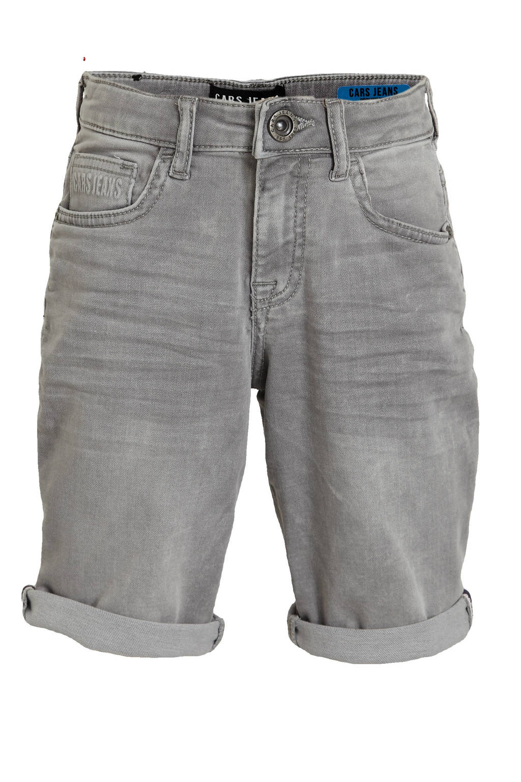 Grijze jongens Cars regular fit jeans bermuda Seatle used van jog denim met rits- en knoopsluiting