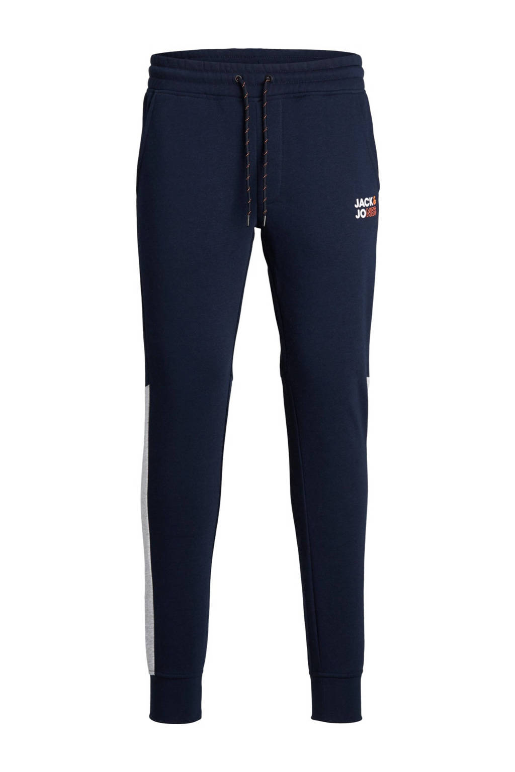 JACK & JONES JUNIOR joggingbroek Will donkerblauw/wit/oranje, Donkerblauw/wit/oranje