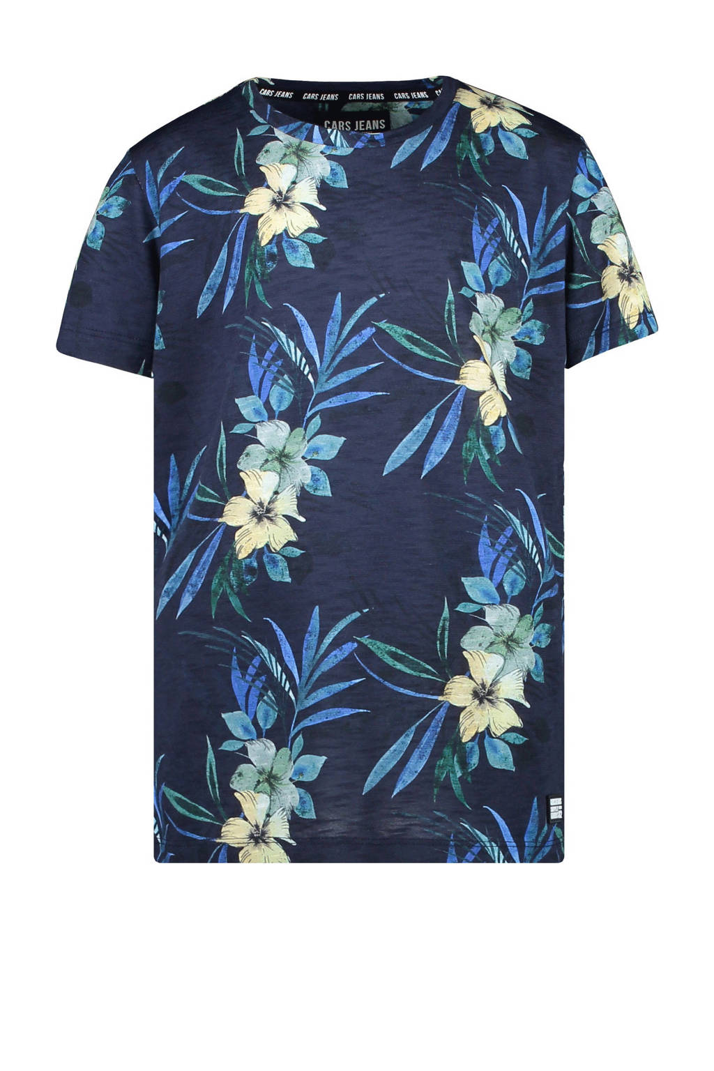 Cars gebloemd T-shirt Leon donkerblauw/geel, Donkerblauw/geel