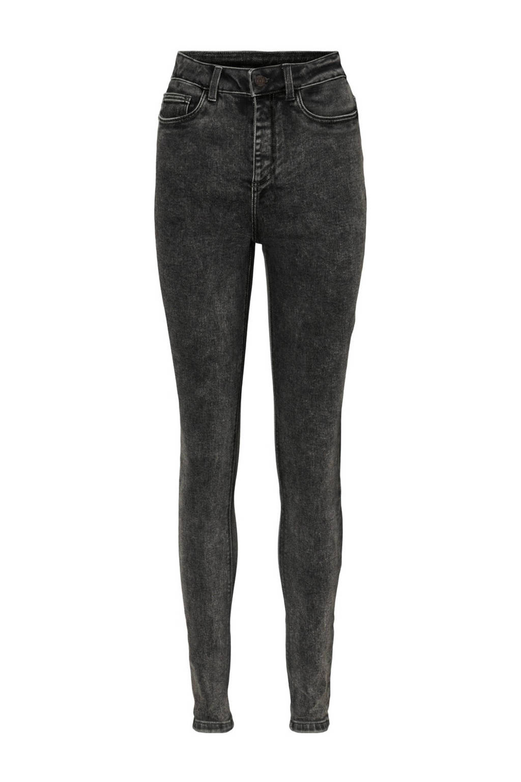 NOISY MAY high waist skinny jeans NMCALLIE black, Donkergrijs