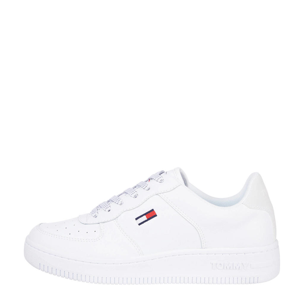 Tommy Jeans Reflective Basket leren sneakers wit wehkamp