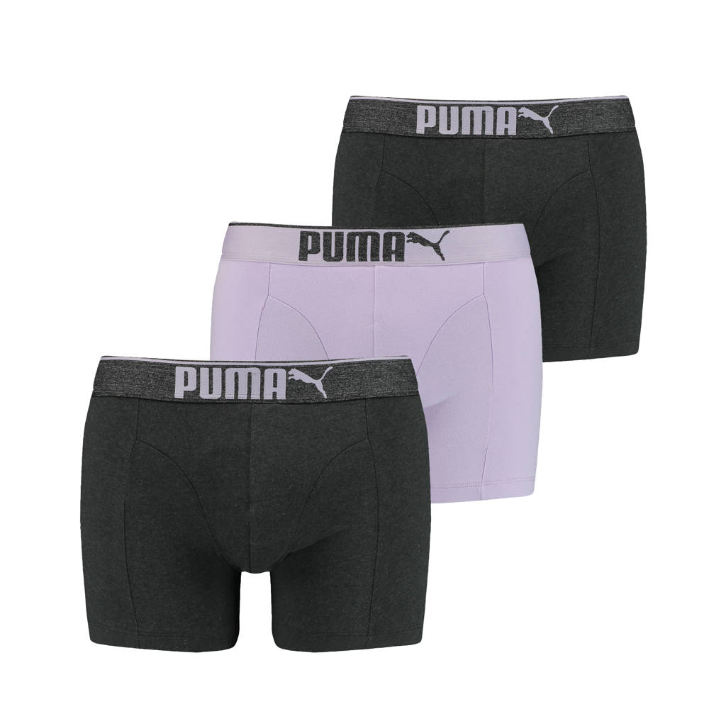 Puma boxershort (set van 3), Zwart/lila