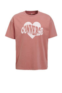 Converse T-shirt koraalrood