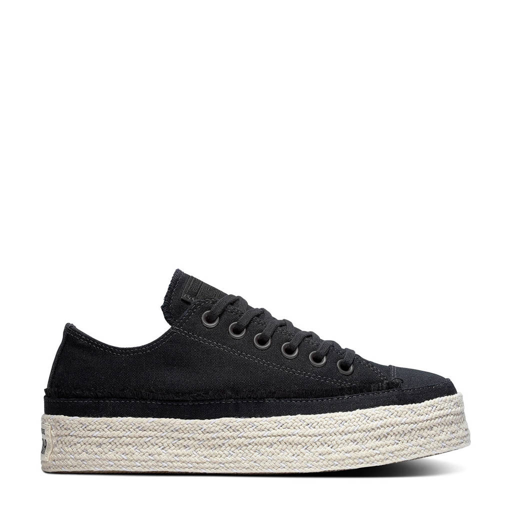 Zwart, wit en beige dames Converse Chuck Taylor All Star Espadrille - OX sneakers van mesh met plateauzool en veters