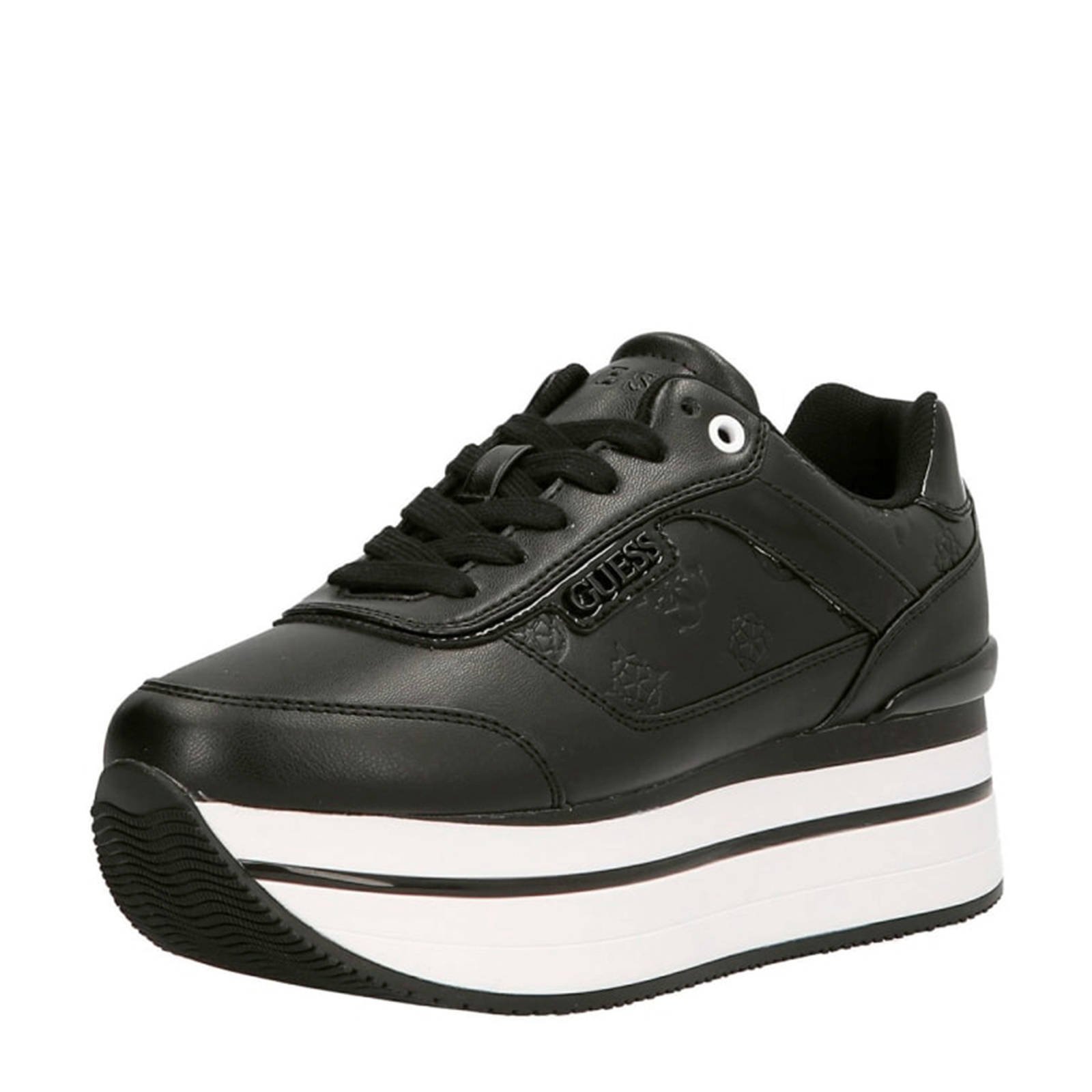 Zwarte sneakers met plateauzool hot sale