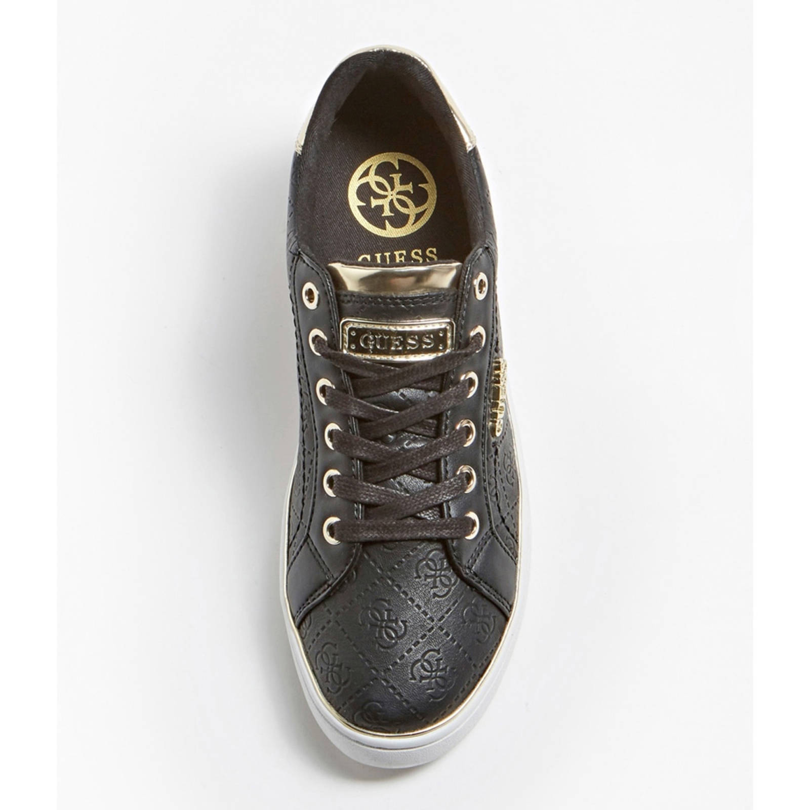 GUESS Beckie sneakers zwart/goud | wehkamp