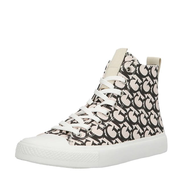 GUESS Ederla Hi hoge sneakers zwart/roze wehkamp