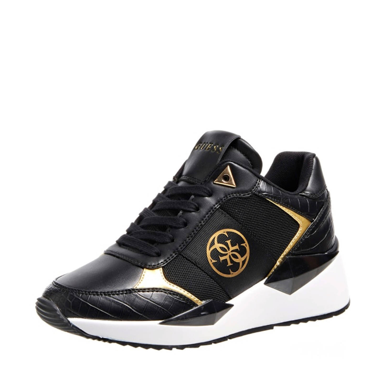 GUESS Tesha sneakers zwart/goud | wehkamp