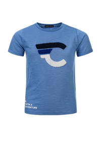 Blauwe jongens COMMON HEROES T-shirt Timo van biologisch katoen met printopdruk, korte mouwen en ronde hals